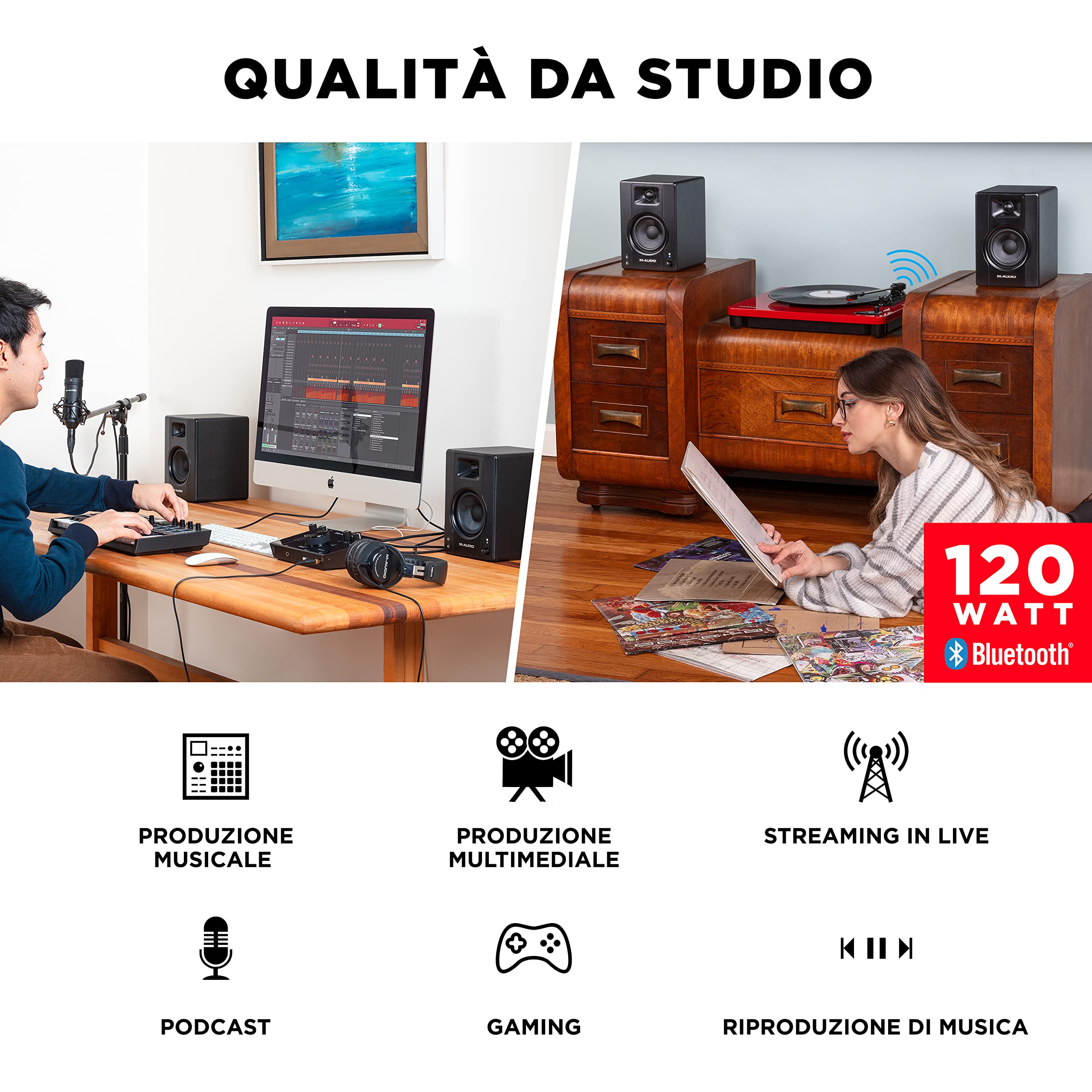 Gecheer M-Audio BX4 BT Studio Moniti per PC Musica Giocando - Dettaglio