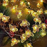 Vista 2 de Honeybee Fairy String Lights, 40LED Bee String Light Plug in with 8 Modes Remote Control, Waterproof Novelty Decorative Light String for Outdoor