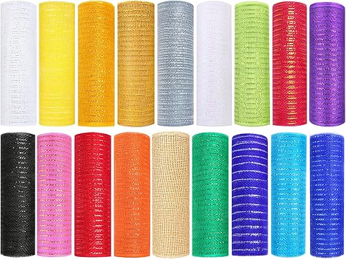 Miniatura 7 de Deco - Cinta de malla decorativa de 10 pulgadas x 30 pies con papel de aluminio metálico, suministros de corona, rollo de malla para coronas de