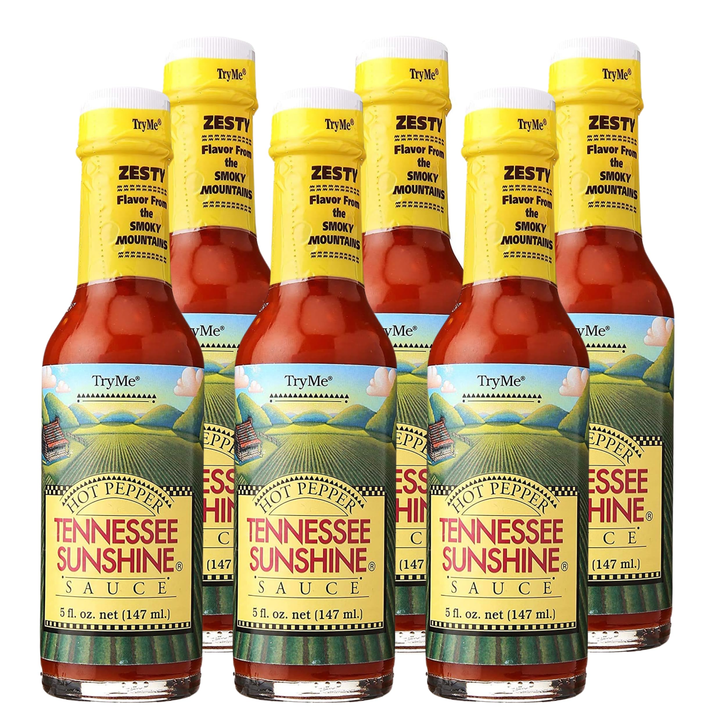 Try Me Tennessee Sunshine Hot Pepper Sauce, 5oz Bottle (Pack of 6)