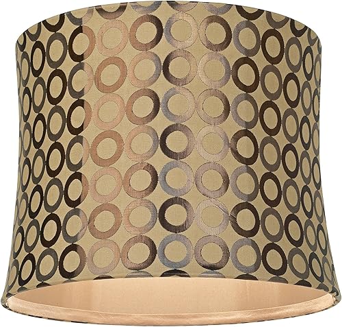 Miniatura 3 de Juego de 2 pantallas de lámpara de impresión de tambor, círculos de cobre tostado, tamaño mediano, 13 pulgadas superior x 14 pulgadas inferior x 11