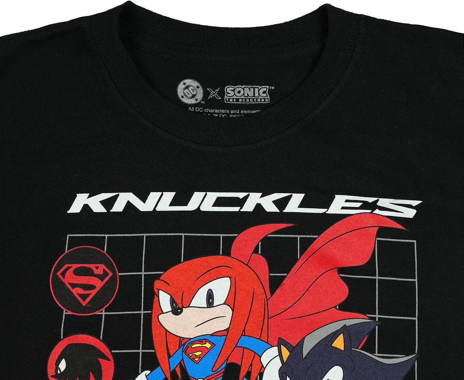 DC X Sonic The Hedgehog T-Shirt Boys' Shadow and Knuckles Grid Design Tee