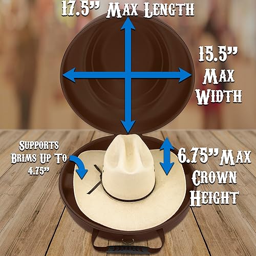 Vista 3 de CASEMATIX Cowboy Hat Box and Portable Cowboy Hat Storage for Brims Up To 4.75" - Hard Shell Cowboy Hat Case with Carry Strap, ID Slot and Foam