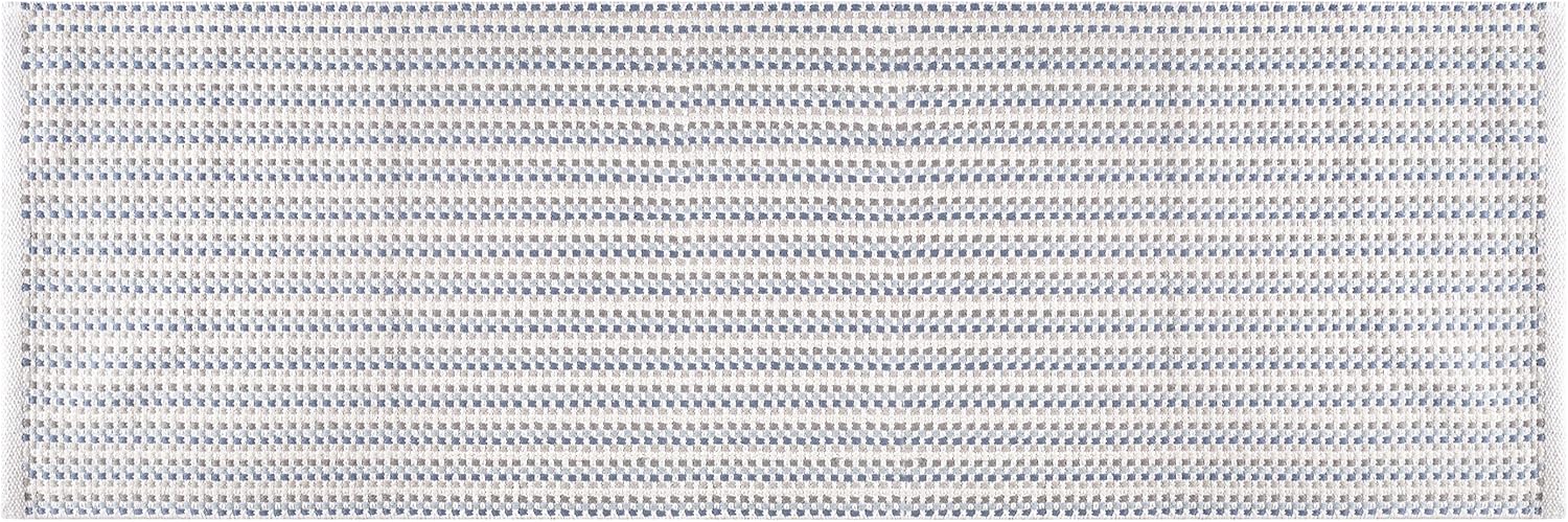 Cotton Chalk Stripe Woven Runner Rug 2x6 Feet - Blue, Reversible Boho Large Area Runners Ideal for Hallways, Bedroom, Kitchen, Living Room | Soft Laundry Space Farmhouse Washable Home Floor Décor Mat