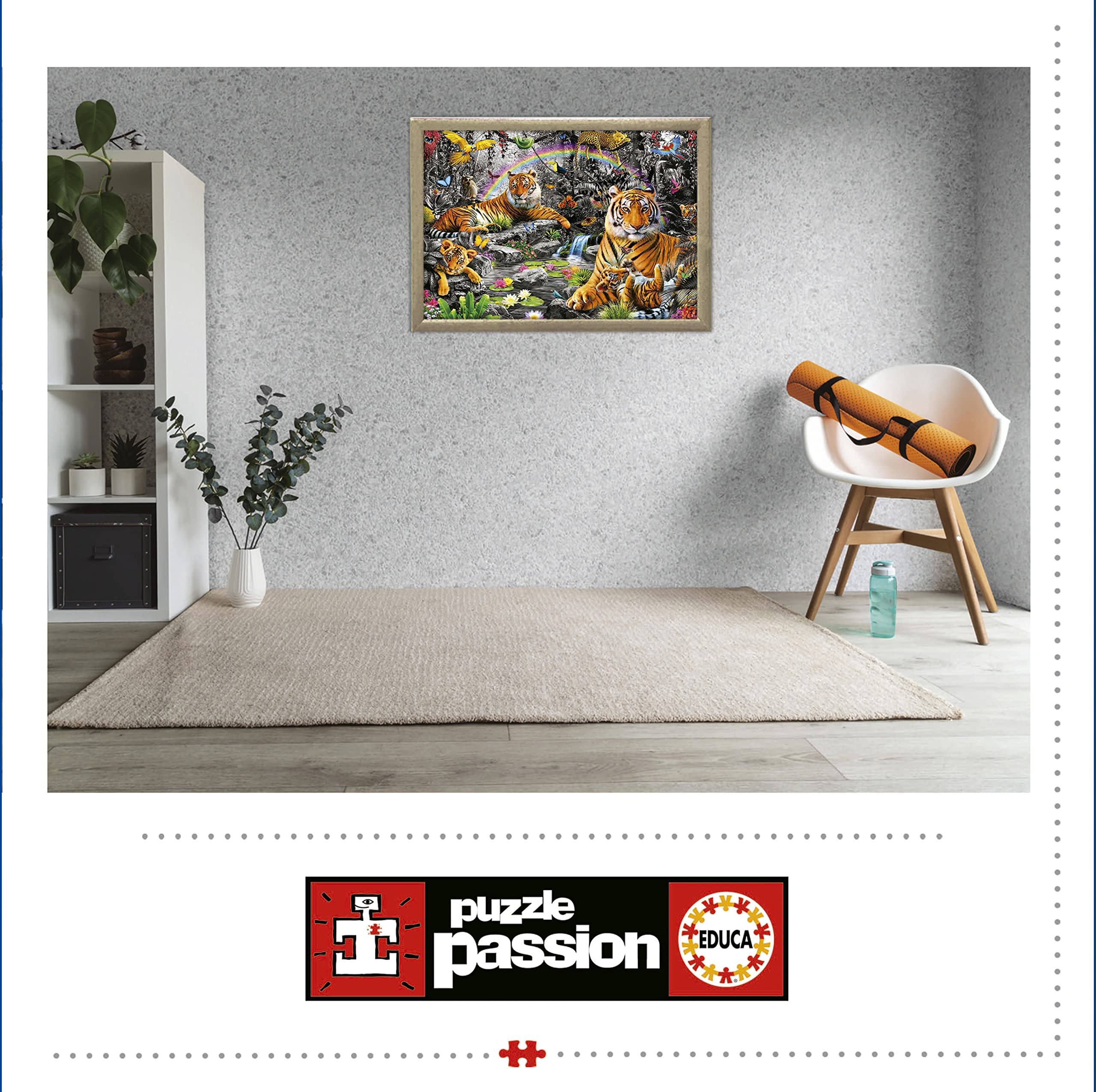 Holzpuzzle Tiger – 167 Teile, 28,5x30,5 Cm, Mit Geformten Tierteilen & Holzbox Inkl. Ständer