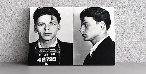 Miniatura 3 de MW Merwezi Frank Sinatra Poster Mugshot lienzo de pared arte decorativo para el hogar (35.8 x 24.0in estirado en madera)