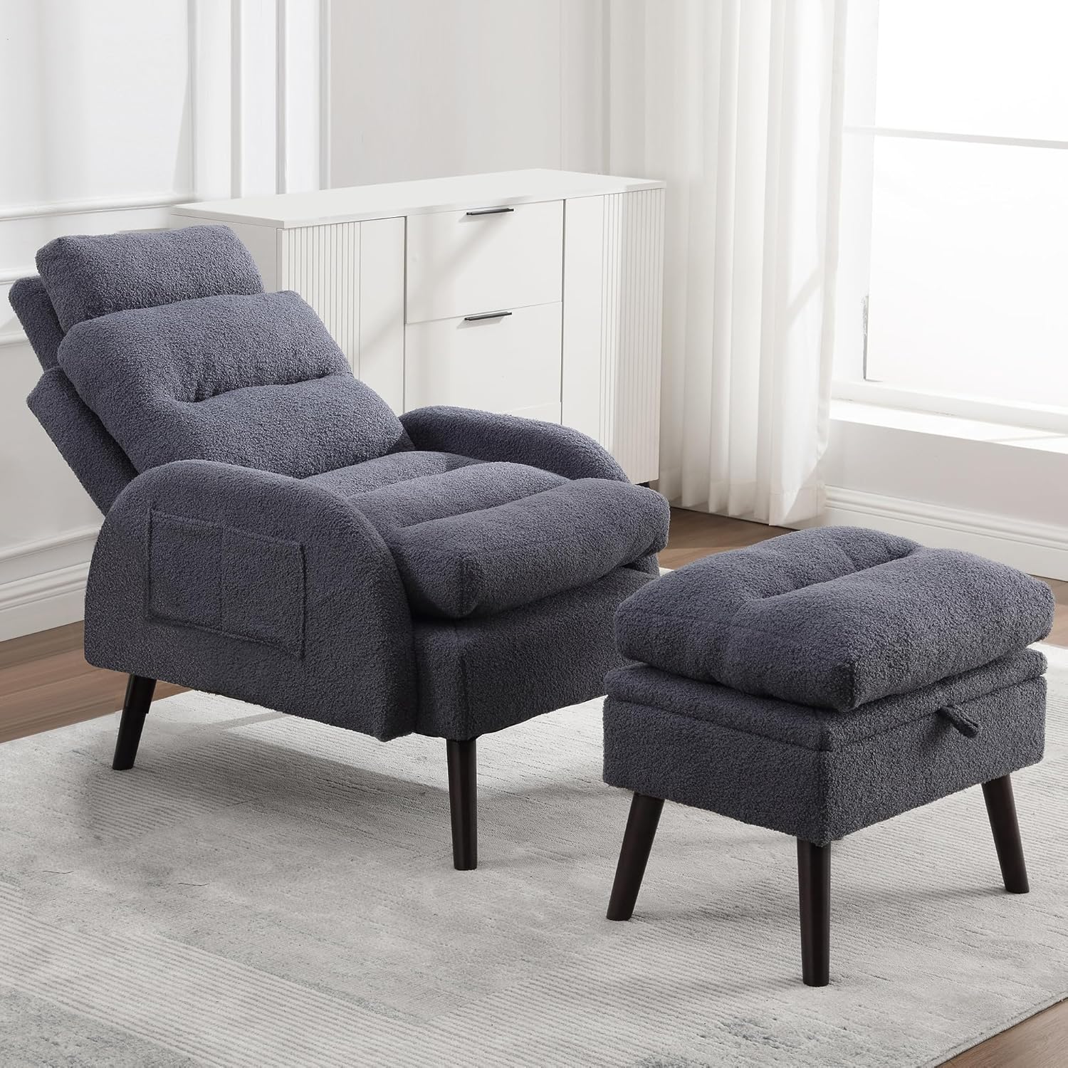 HCHAIRH Accent Chair with Ottoman, Reading Chair and