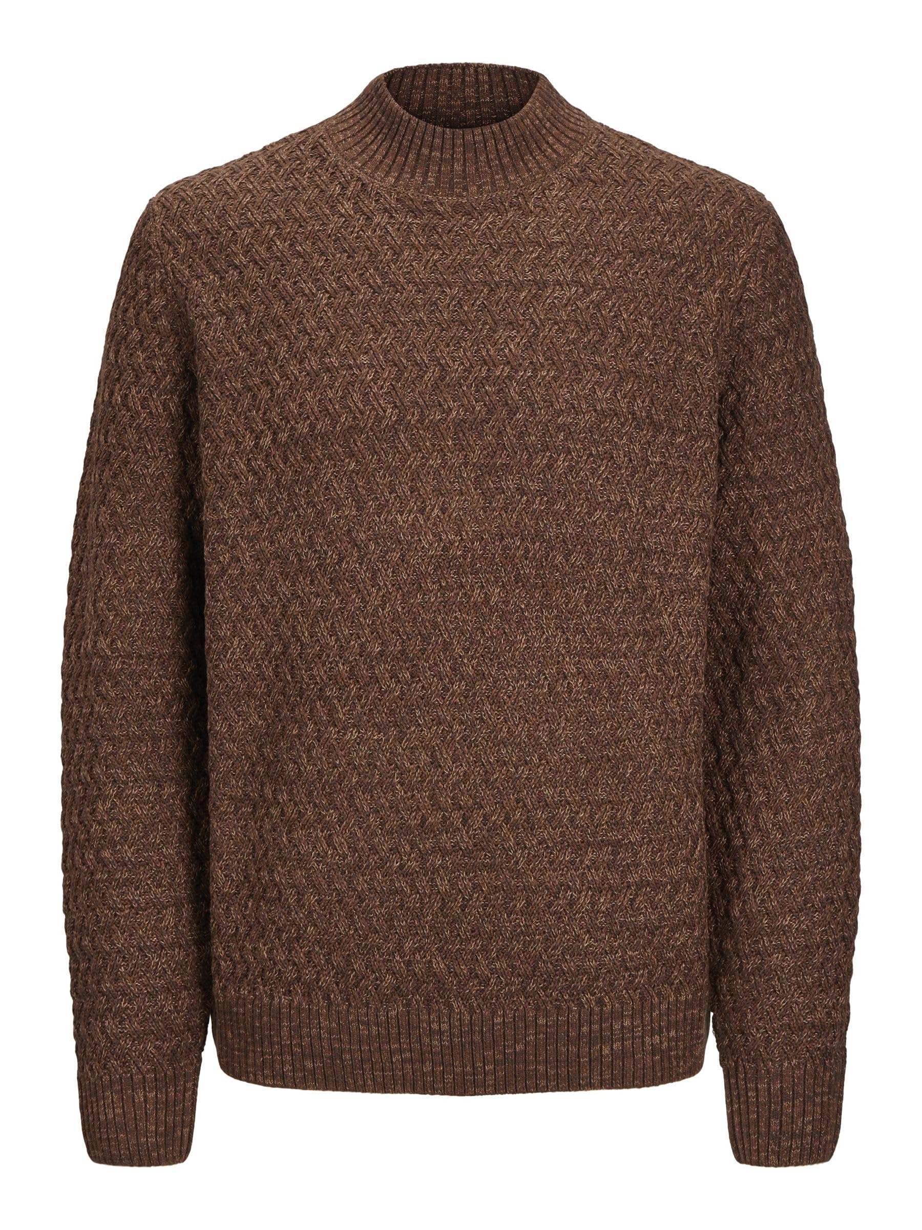 JACK & JONES Male Knitted Jumper Plain Knitted Jumper, Toffee, S