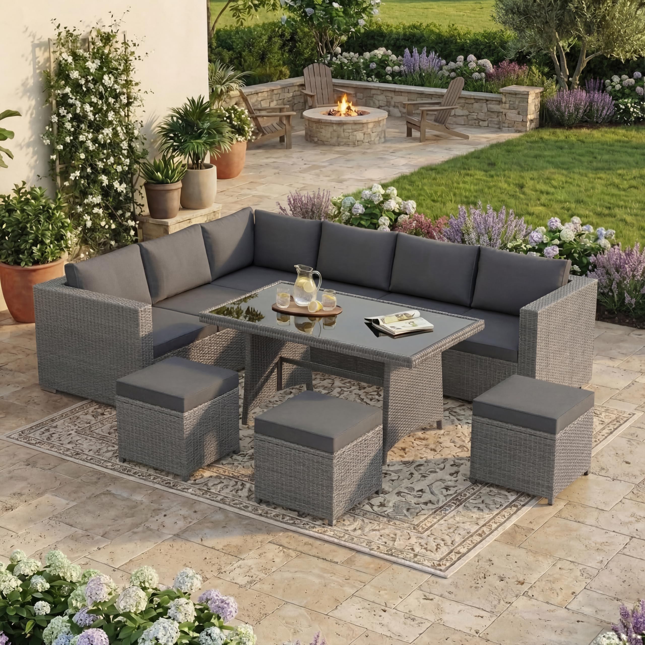 Garden Vida Belgrave 9 Seater Rattan Set