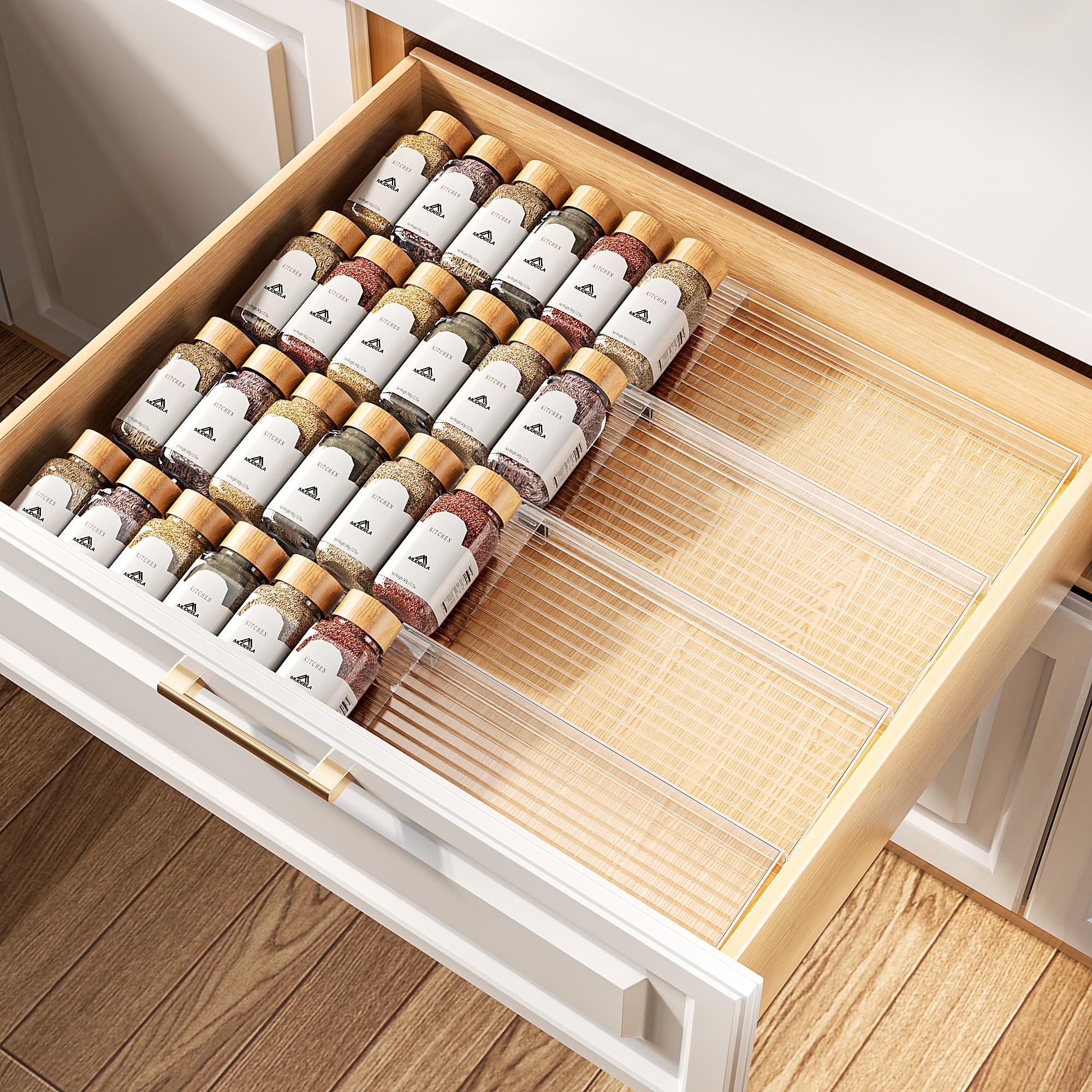 MUDEELA Clear Spice Drawer Organizer