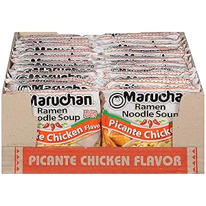 Maruchan Ramen Picante Chicken, Instant Ramen Noodles, Ready to Eat Meals, 3 Oz, 24 Count