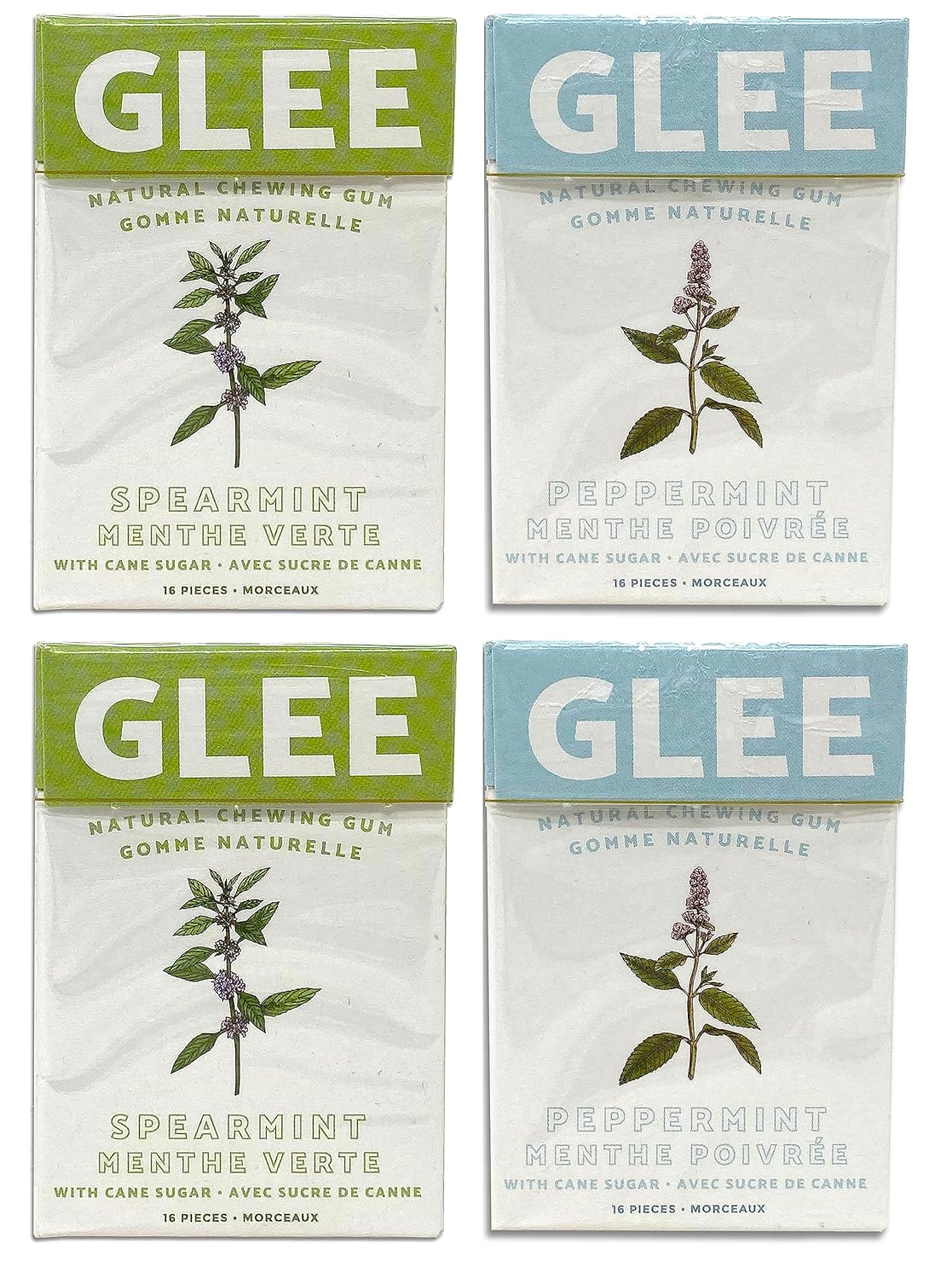 Glee Gum Mint Variety Pack of 4 Spearmint and Peppermint
