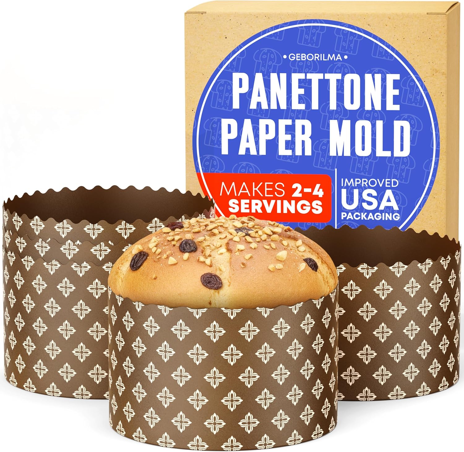 Durable Panettone Paper Mold Large - 20 oz Disposable Panettone Pan for Cake and Bread - 5 in Panettone Molds for Baking 550 g - Easter Bread Paper Mold Paska 12 pack