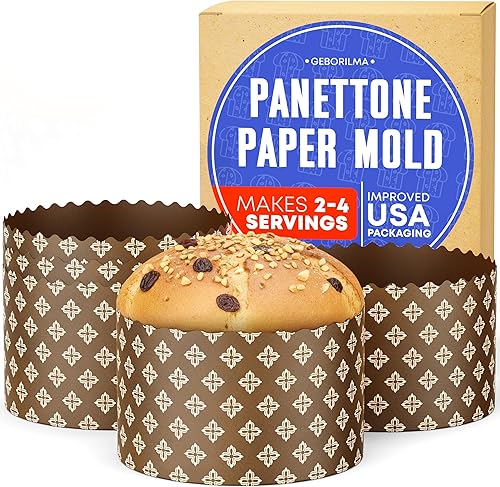 Miniatura 16 de Molde de papel para panettone premium mediano - 18 oz Molde desechable para panettone de 5 pulgadas 500 g - 12 unidades de formas para hornear paska