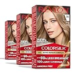 Revlon ColorSilk with Bond Repair Complex, Blonde Permanent Hair Color, 100% Gray Coverage, Ammonia Free Hair Dye, Vegan Keratin, 70 Medium Ash Blonde (Pack of 3)