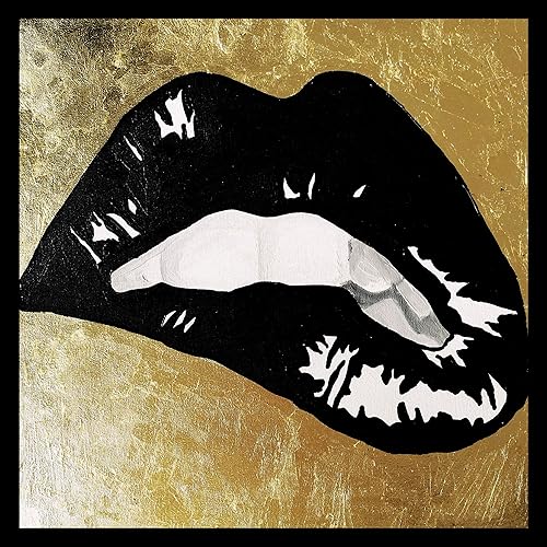 Buyartforless PopArtQueen - Obra enmarcada de labios negros de 12 x 12 pulgadas
