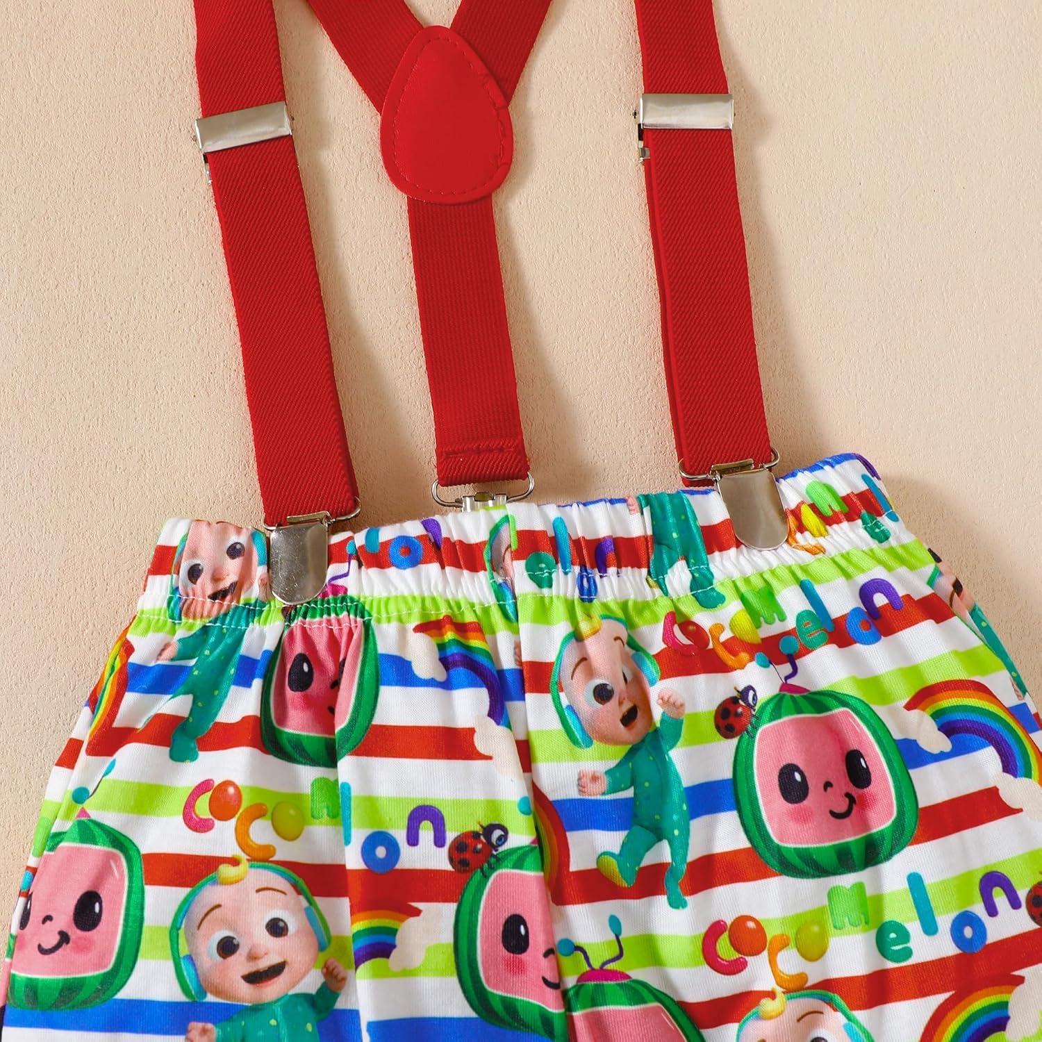 Baby Boy Funny First Birthday Clothes Infant Clothes Bow Tie Dinosaur Themed Romper Pants Set Suspenders - Image 4