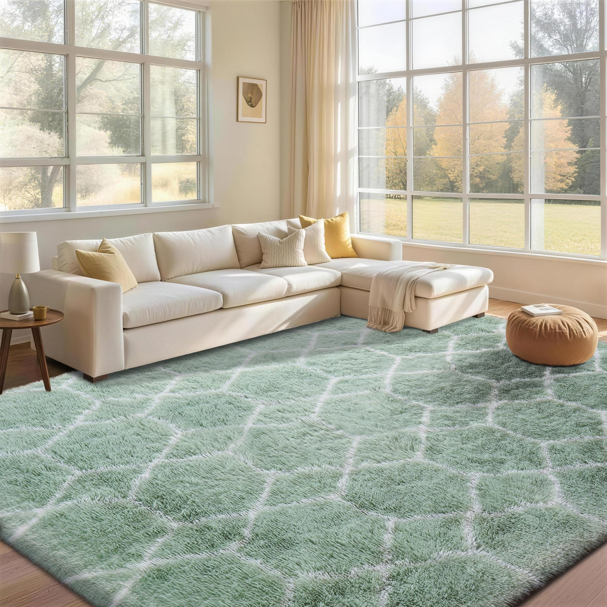 FVVRAX Large Rugs Living Room, Non-Slip Washable Geometric Rugs for Bedroom