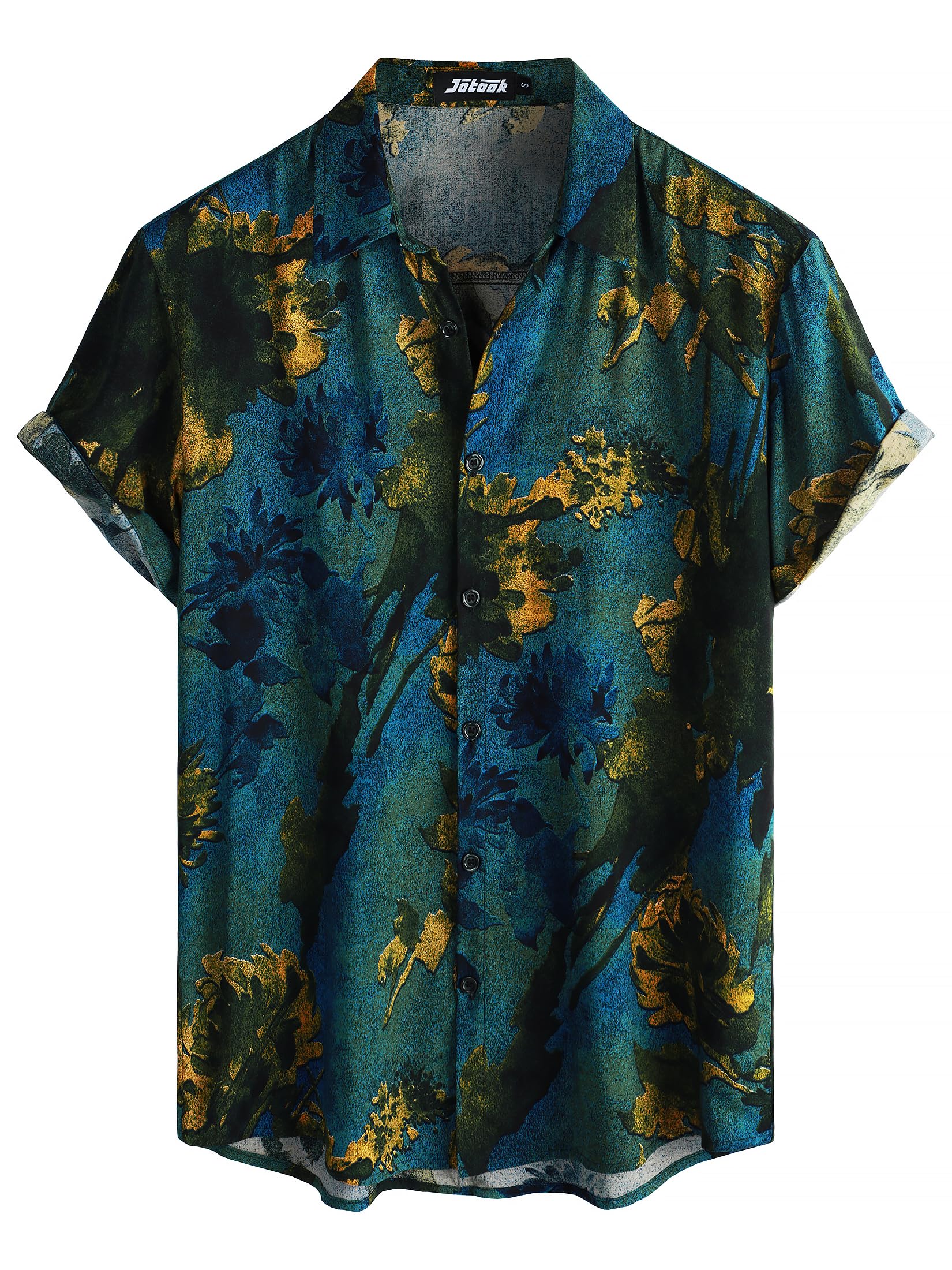 JOTOOK Mens Hawaiian Shirt Short Sleeve Button Down Summer Beach Shirts | Tropical, Vacation, Aloha, Travel, Resort Wear, Cruise Essentials, Vintage, Retro, Casual Stylish, Floral, Hawaii, Button Up