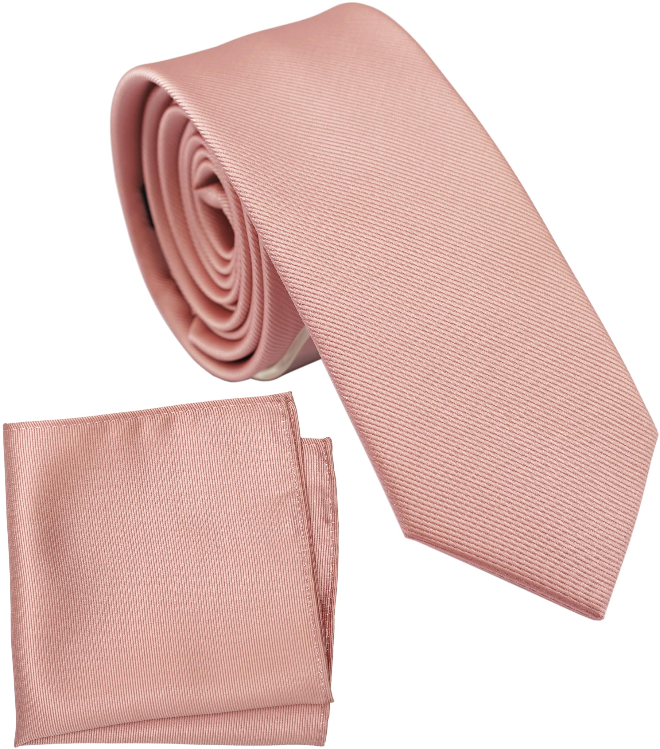 Boy's Solid Tie with Pocket Square Set, Regular Necktie for Children and Kids, Self-Tied