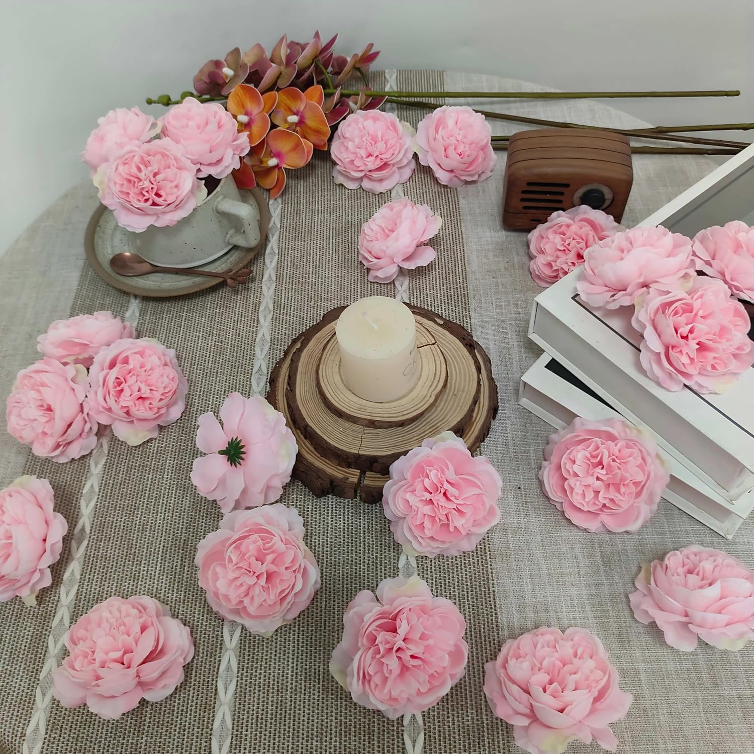 40 Pcs Fake Flower Heads for Craft,3.3'' Light Pink Rose Heads Artificial Flowers,Silk Rose Heads Bulk,Satin Rose Heads No Stem for DIY Flower Well,Crafts Bouquest (40, Light Pink) - Image 4