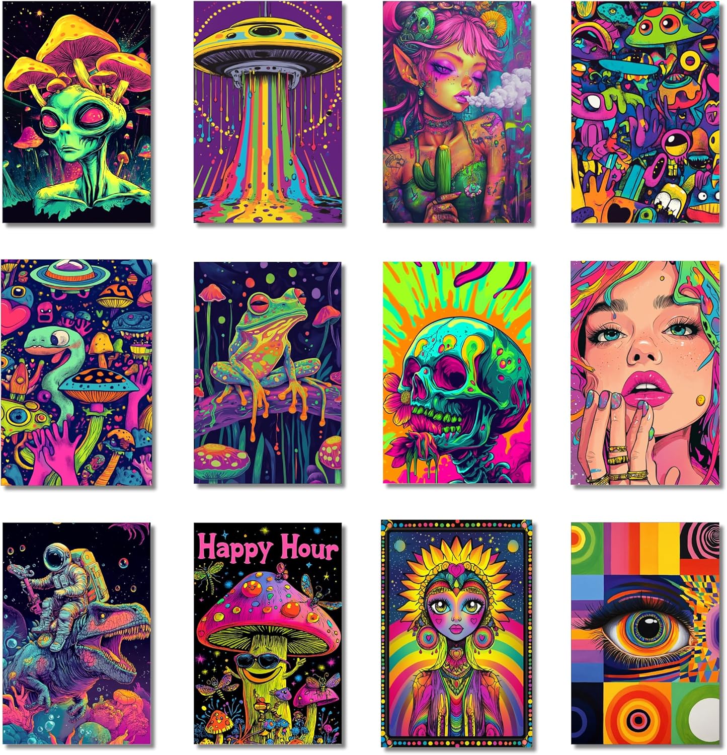 HK Studio Hippie Room Decor Aesthetic Posters 8" x 12" Pack