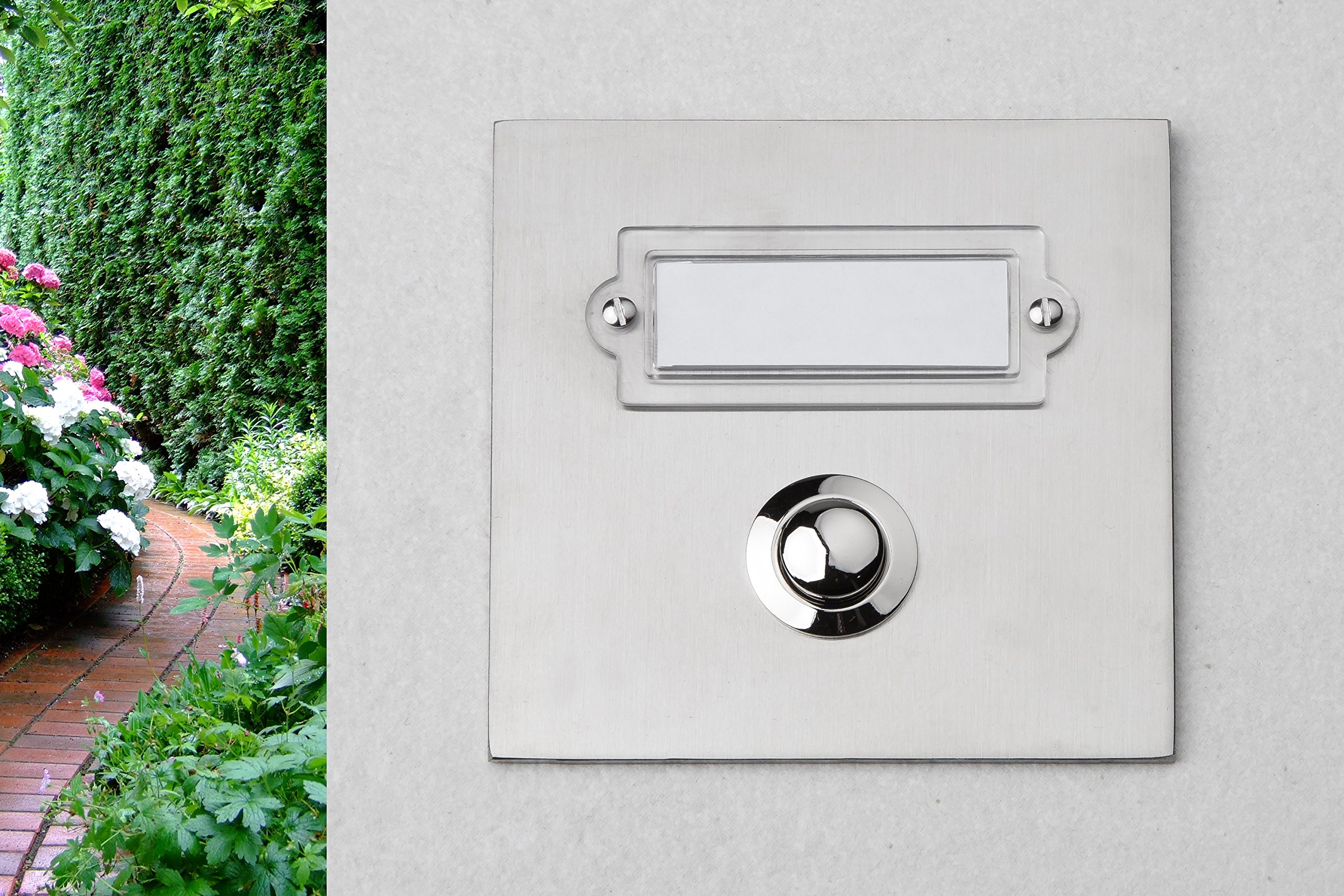 Campanello Da Incasso In Acciaio Inox Con Targhetta | Pulsante Ottone Cromato | 42V 2A - Foto 9