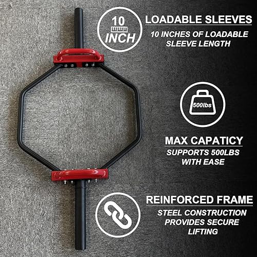 Miniatura 6 de Zlinke Barra de trampa olímpica, barra hexagonal para sentadillas de peso muerto para barra olímpica de 2 pulgadas, barra de encogimiento de hombros