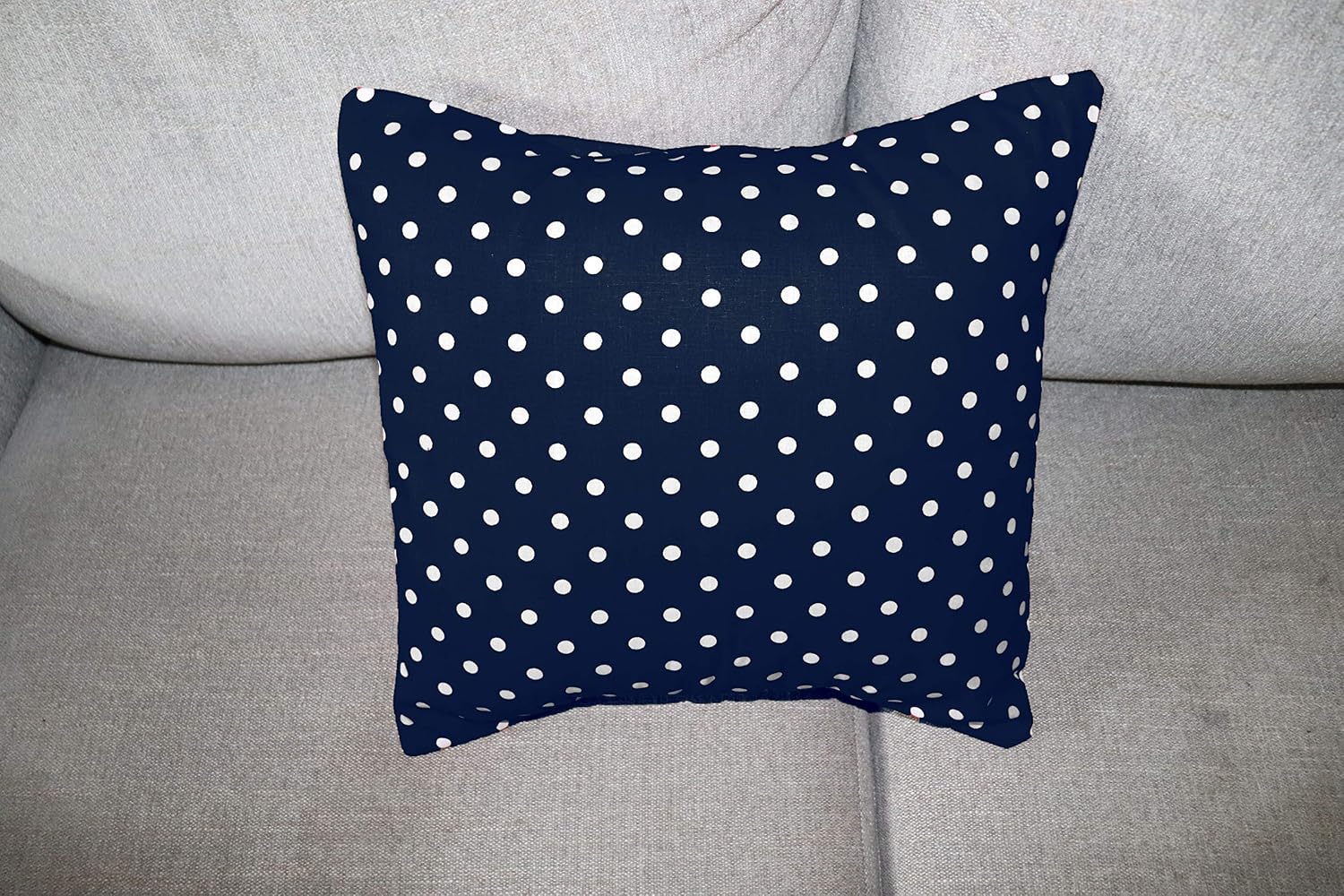 lovemyfabric Poly Cotton Small Dots Print Decorative Throw/Sham Pillow Cushion Cover for Holiday Decor, Bedroom, Sofa, Classroom, Living Room, Interior Design (20" x 20", White on Navy)