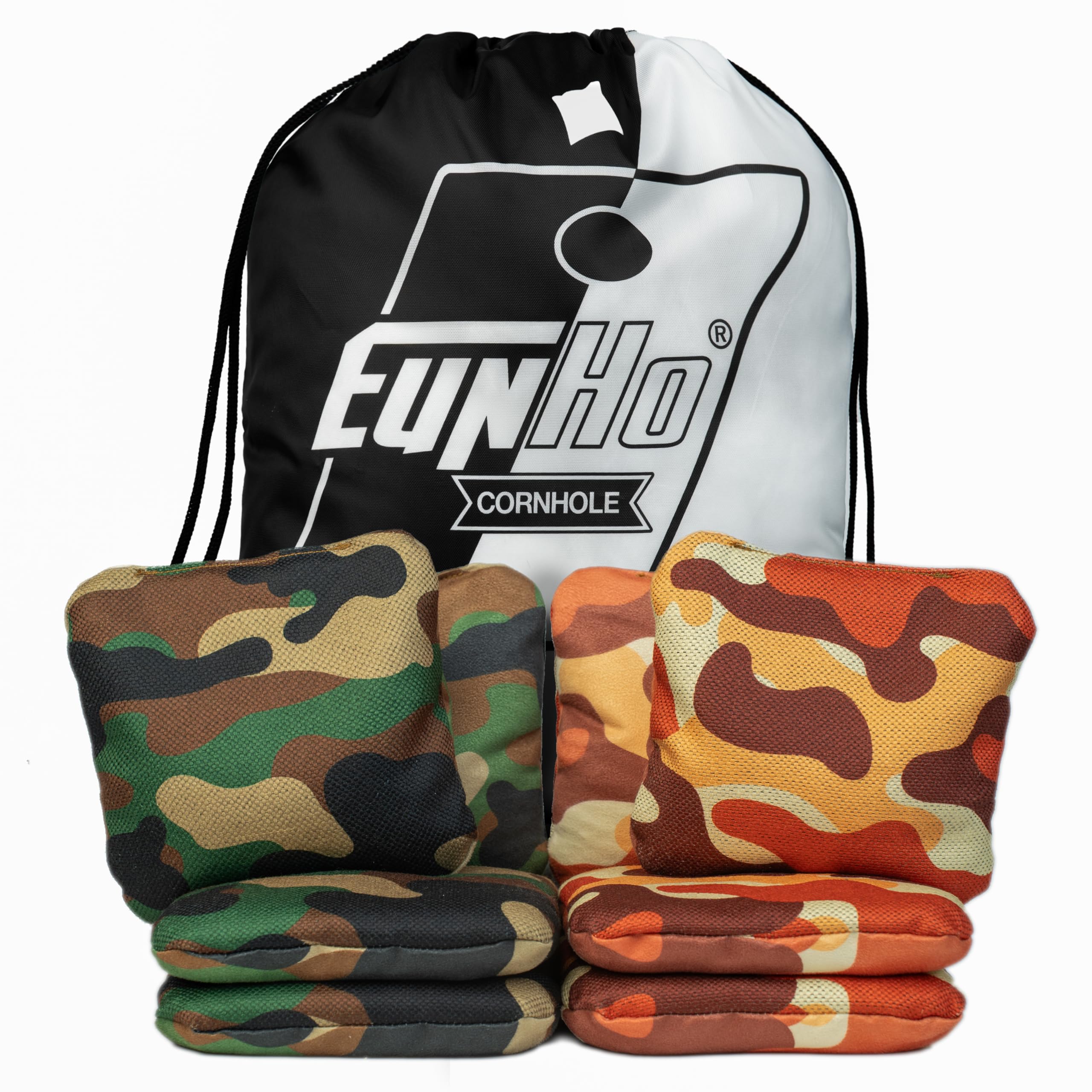 EunHo Juego de 8 Bolsas de Cornhole de Doble Cara, tamaño Profesional reglamentario (66 Pulgadas)/Peso (16 onzas), Bolsas de Frijoles Laterales pegajosas y resbaladizas para Juegos de Lanzamiento