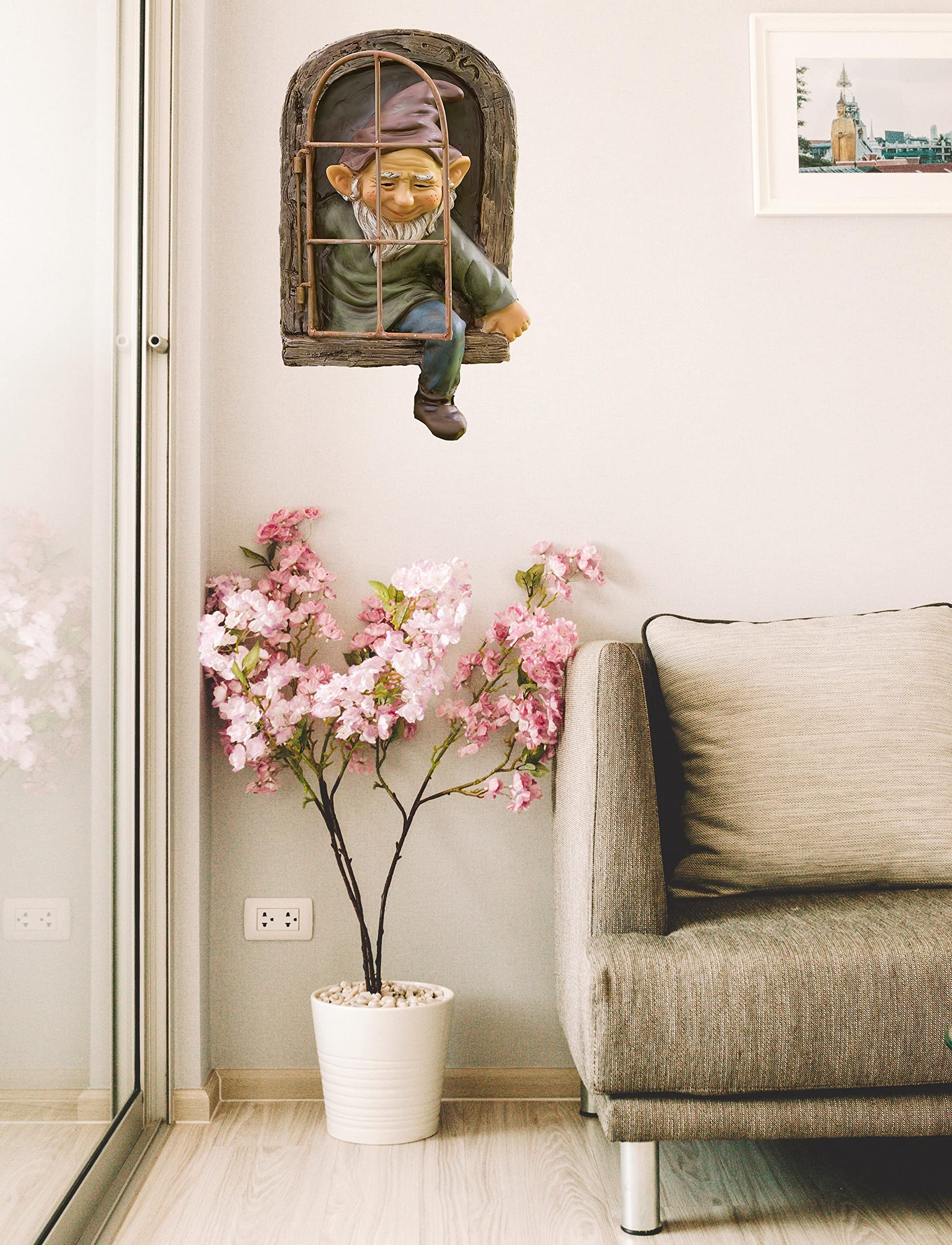 coolboy- Gnomo Decorativo para jardín al Aire Libre, 12 Pulgadas, Elfo afuera de la Puerta, abrazador de árbol, Decoraciones de gnomos para el hogar, Adorno de Exterior de Enanos caprichosos, Figuras