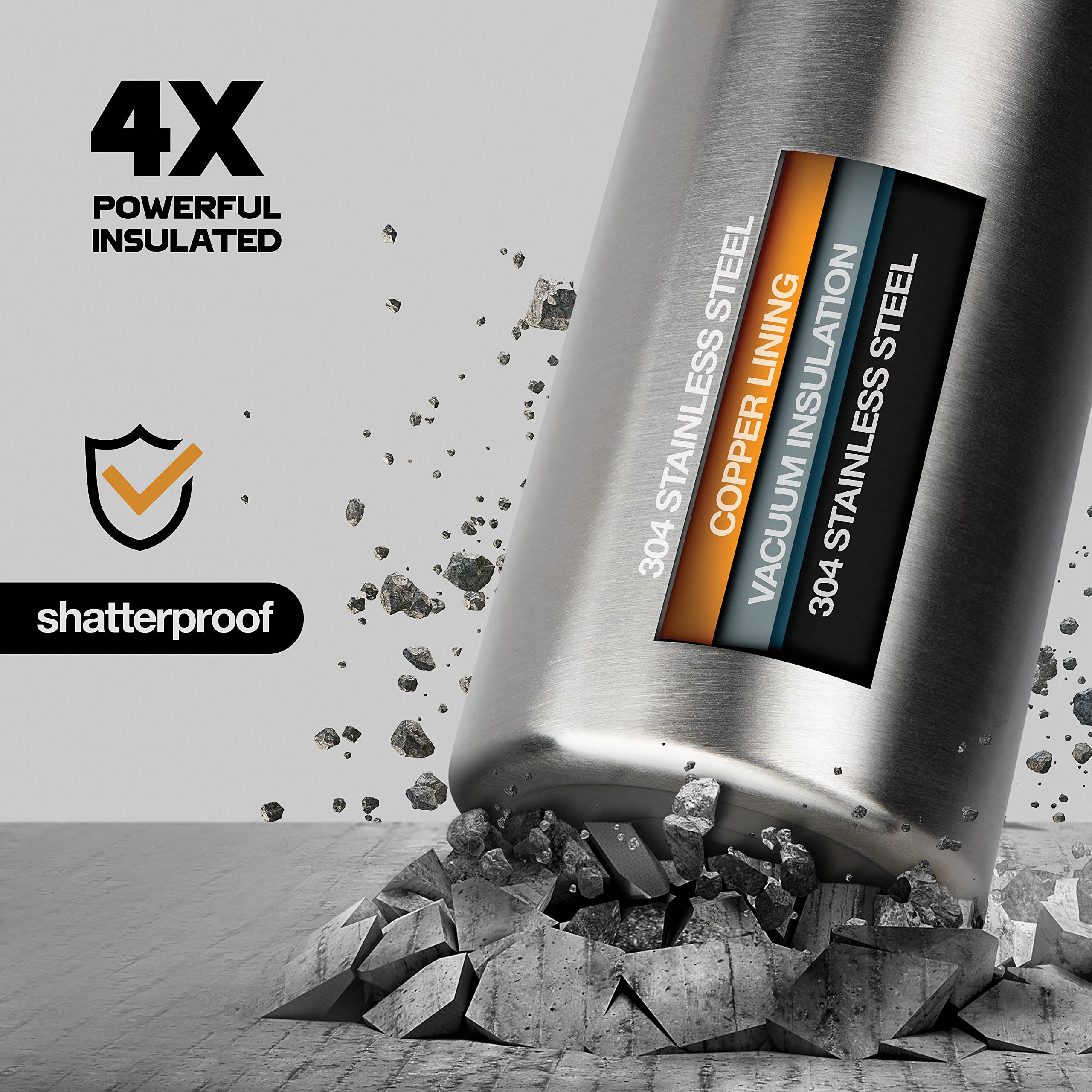 Botella de agua aislada de acero inoxidable y taza de viaje para bebidas frías y calientes, boca ancha, botella de agua deportiva de hidratación aislada de doble pared para senderismo,