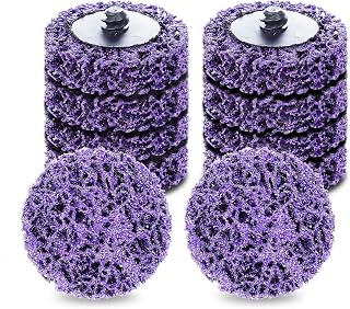 10 PCS 2" Quick Change Strip Discs, Purple Non Woven Nylon Easy Stripping Discs with Male R-Type Backing, Die Grinder Attachments for Clean Welds Paint Rust Removal Sanding Polishing