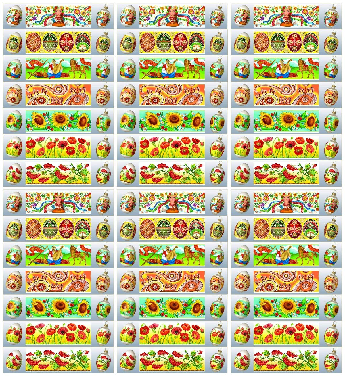 Ukrainian Easter Egg Wraps for 42 Hen Eggs, 7 Designs, Pysanky Eggs Heat Shrink Sleeves,#20