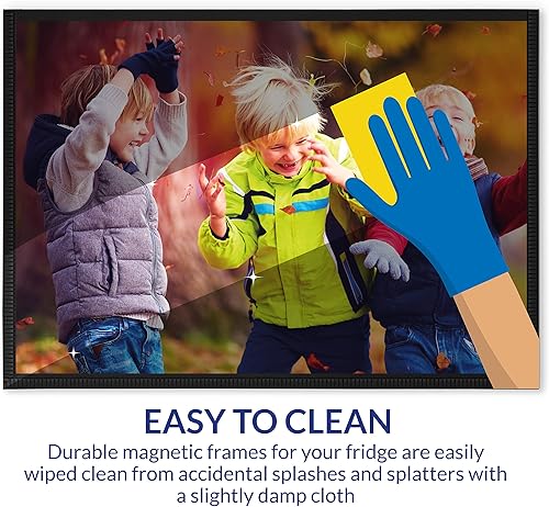 Miniatura 4 de Paquete de 12 portarretratos magnéticos de 4 x 6 pulgadas marcos de bolsillo para fotos con bordes blancos para refrigerador de 4 x 6 pulgadas,