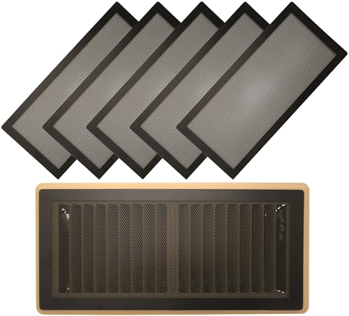MODERN WAVE - Extra Strong Magnetic Air Vent Screen Cover for Floor 5-Pack (5 x 11 Black)