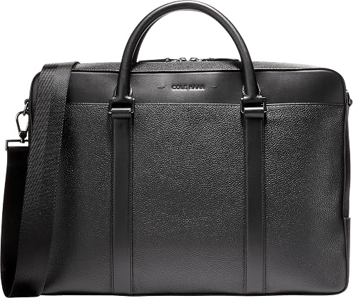 Cole Haan Triboro leather briefcase in black with structured silhouette