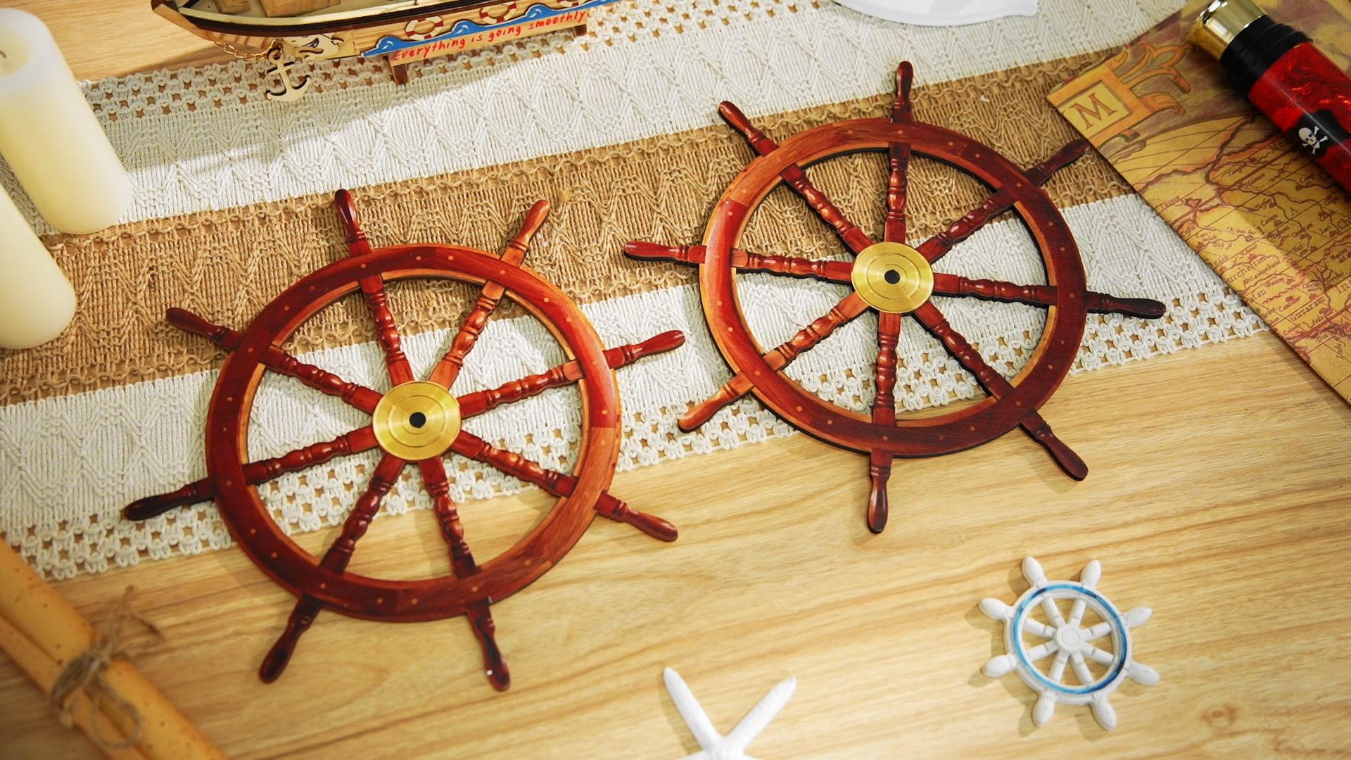Amazon.com: Tatuo 2 Pcs Ship Wheel Wall Decor Pirate Party