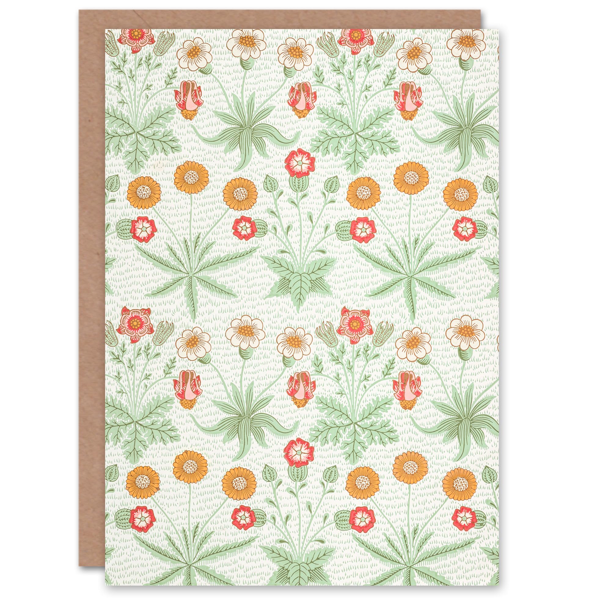 Artery8 William Morris Art Card Vintage Daisy Flower Pattern