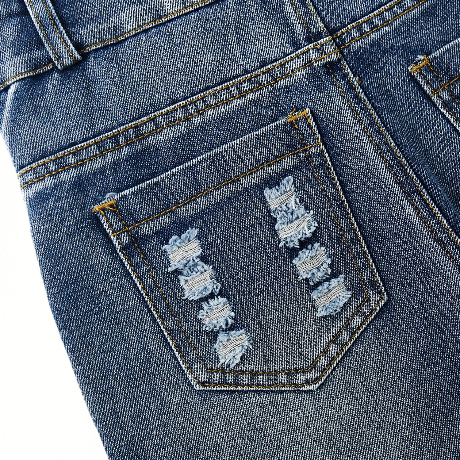 KIDSCOOL SPACE Bébé & Petites Filles/Garçons Big Bib Pocket Stone Washed Ripped Denim Salopette