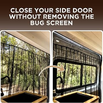 Living in a Bubble Van Bug Screen for Mercedes-Benz Sprinter Mid/High Roof and Other Campervans, Universal Size Sliding Door Flyscreen Mosquito Net, Center Magnetic Closure (Large)