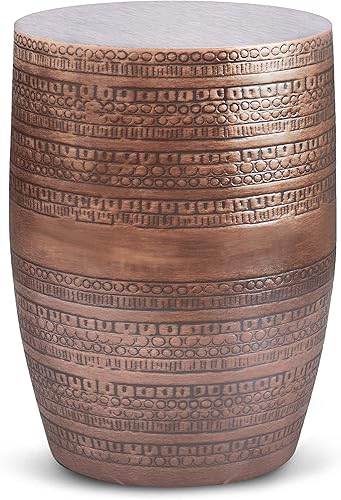 SIMPLIHOME Johnsen Boho - Mesa auxiliar grande de metal de 15 pulgadas de ancho en cobre antiguo, totalmente montada, para sala de estar y dormitorio