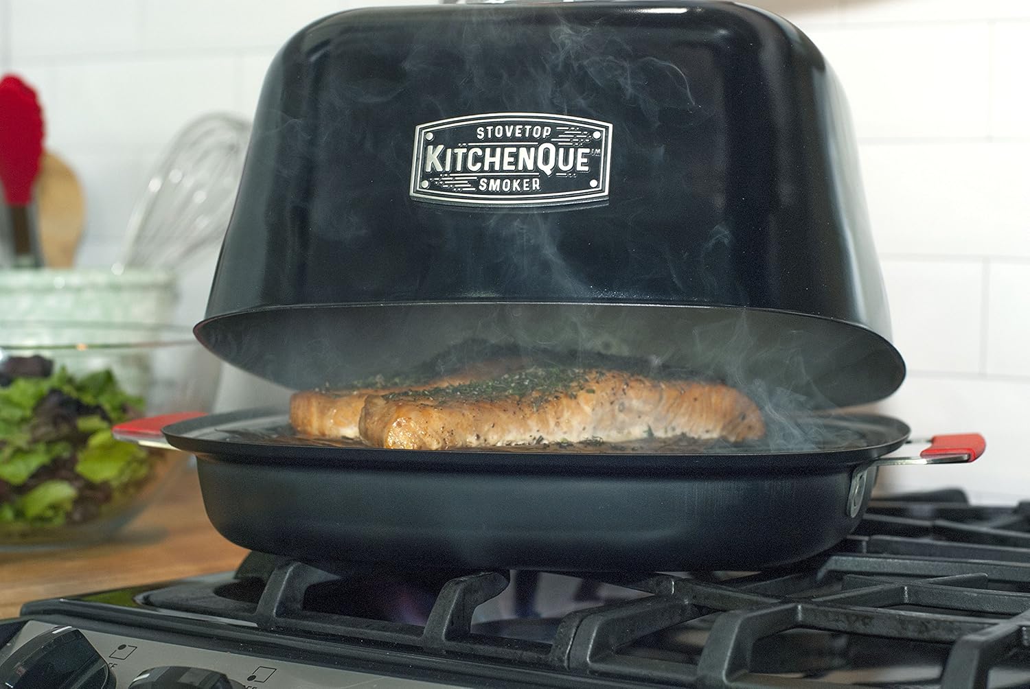Charcoal Companion CC4132 KitchenQue Indoor Stovetop Smoker, 13.5" x 12.5" x 9.5", Black