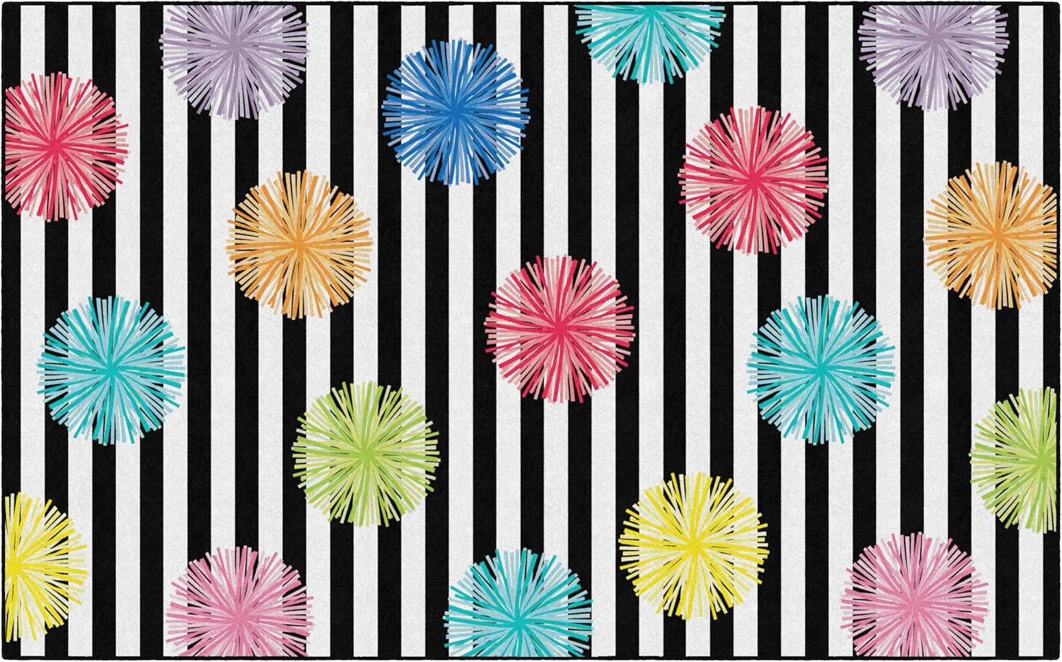 Flagship Carpets Just Teach Poms Classroom Area Rug for Indoor Classroom Learning or Kid Bedroom Educational Play Mat, 7'6" x 12', Multi