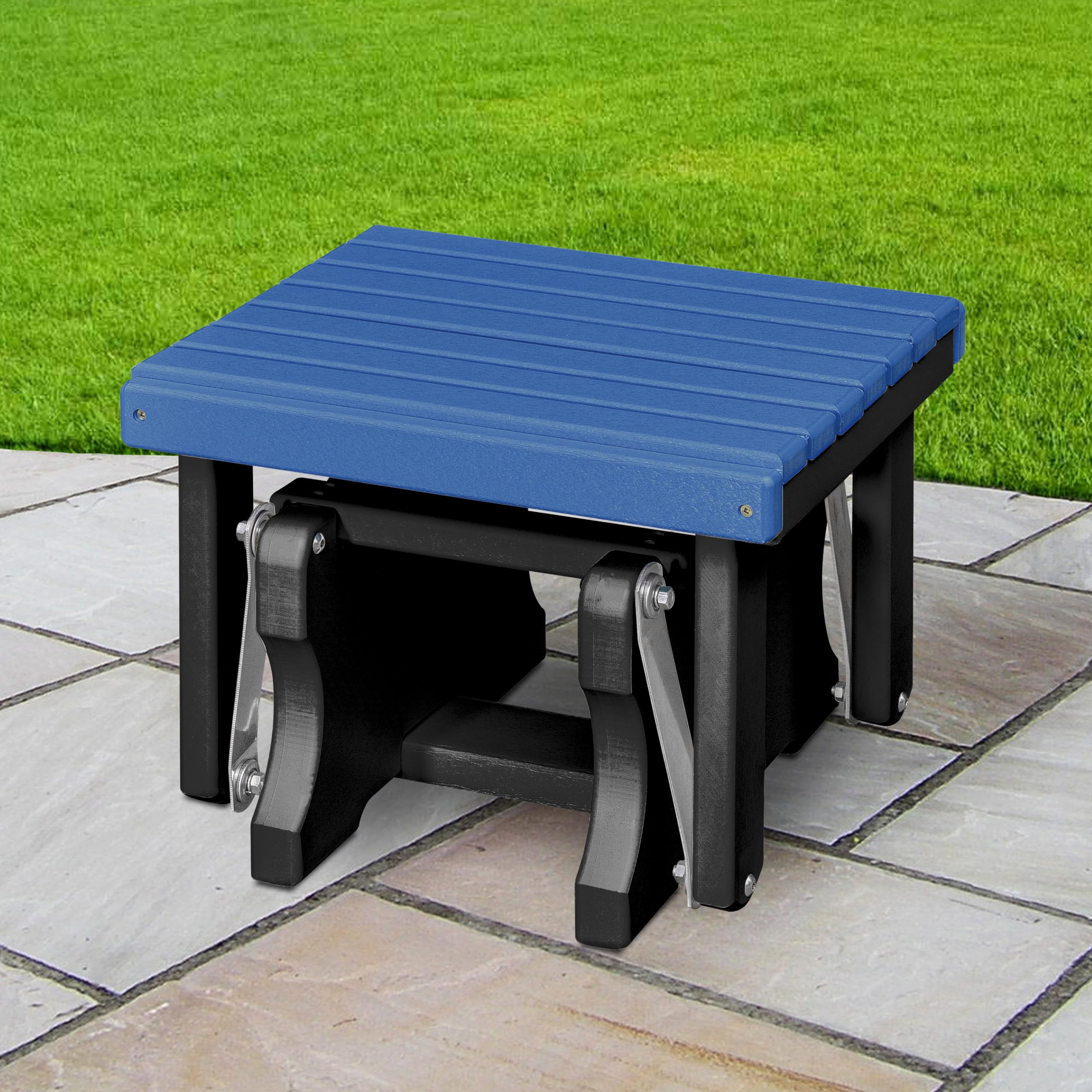 American Furniture Classics Model 601BBK Gliding Ottoman in Blue and Black, Made in USA