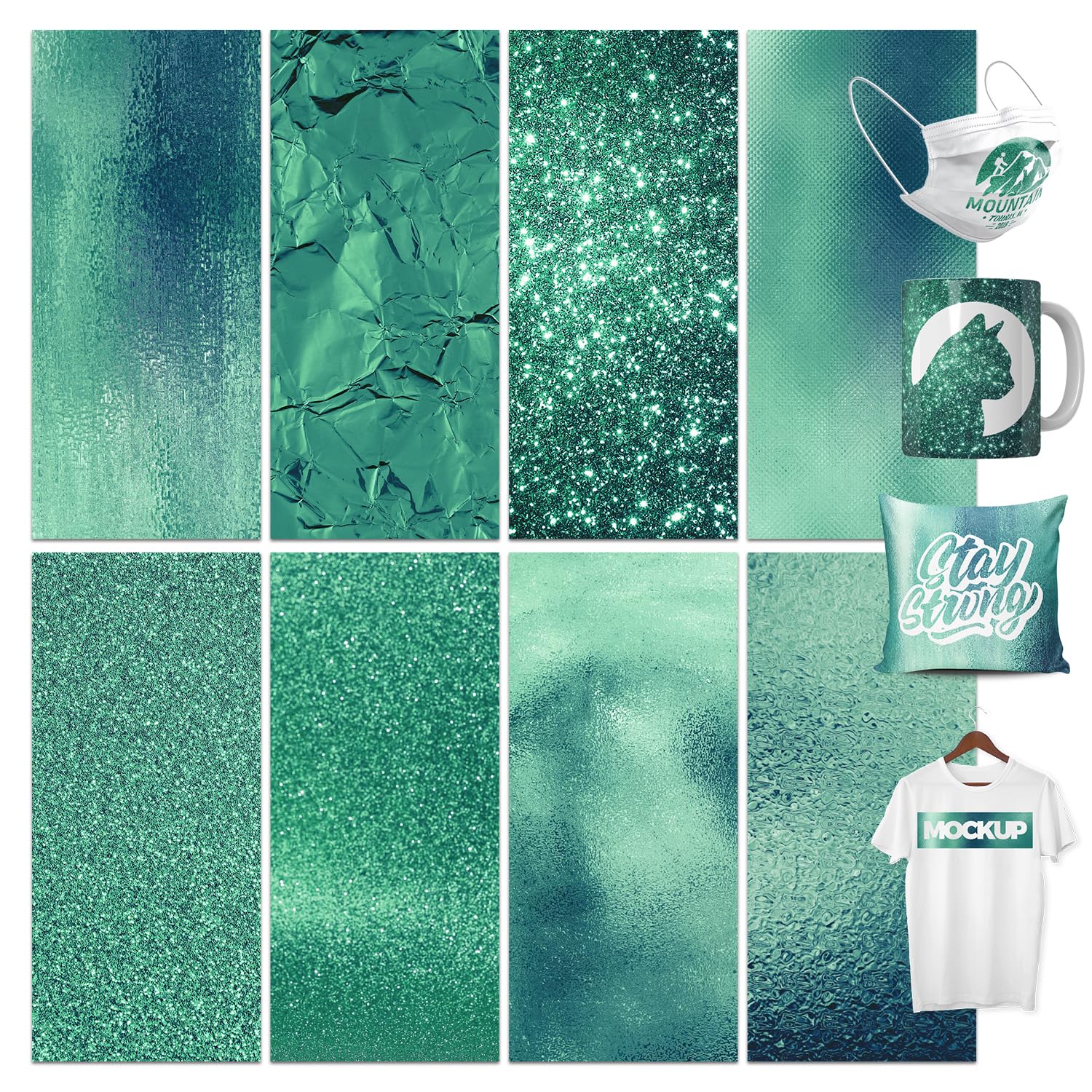 LUCKIGUCK Infusible Transfer Ink Sheets, 8 Pieces/Set, Glitter Pre-Printed Dyed Sublimation Paper, 30.5 x 30.5 cm, Iron on T-Shirt and Cup โ image 1