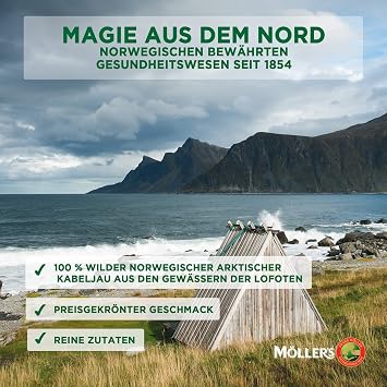 Möller's Omega 3 Cod Liver Oil Nordic Omega 3 6 and 9 Dietary Supplement with EPA DHA Vitamin A D and E Superior Taste Award High-purity Natural Apple 250 ml