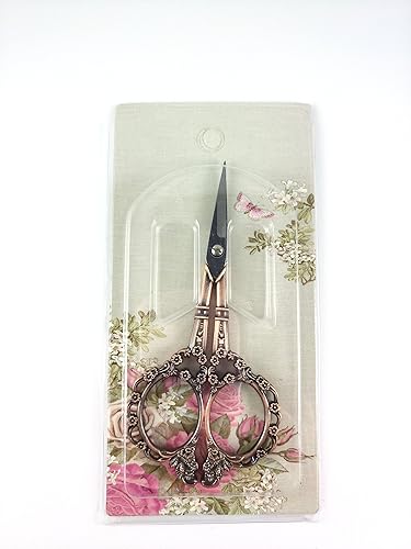 Miniatura 4 de Tijeras de costura rectas de precisión de estilo retro vintage europeo antiguo para trabajo de aguja (cobre)