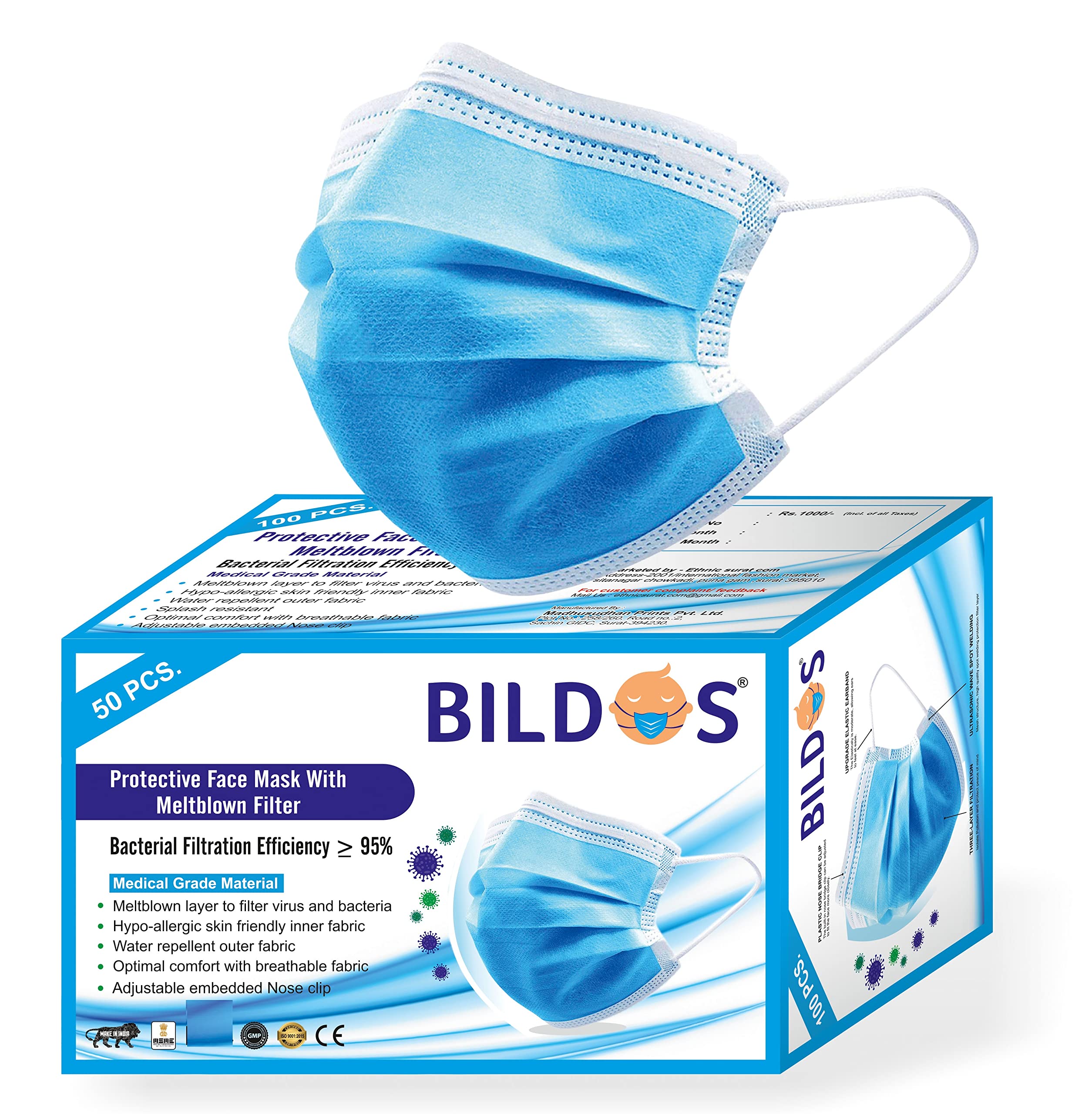 Bildos Anti-Pollution Masks WIth Nose clip