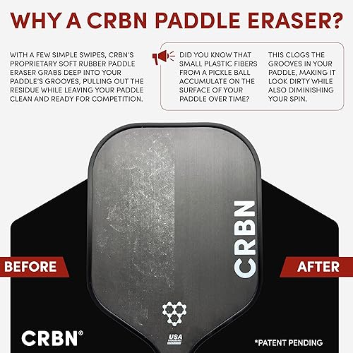 Miniatura 2 de CRBN Pickleball Paddle Eraser, Best Carbon Fiber Pickle Ball Racket Cleaner, Fast &amp; Easy Rubber Bar to Remove Ball Residue, Dirt, &amp; Minor Scrapes